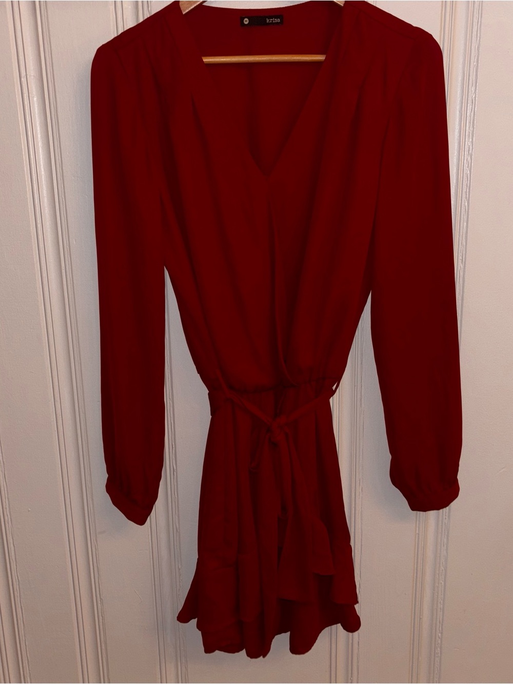 Krisa women’s medium Red Long-Sleeve Wrap Dress